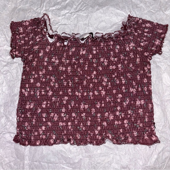 Pull&Bear Pink Floral Cropped Top XS/S - Picture 1 of 3